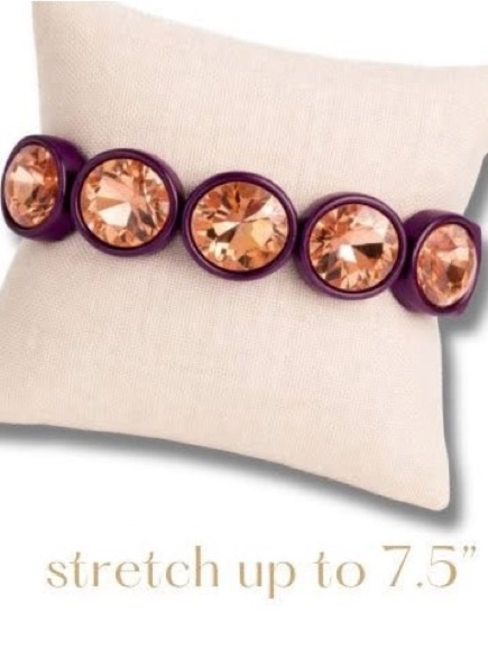 bloom Purple elastic Bracelet with Peach Crystals